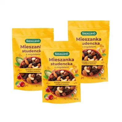 Bakalland Mieszanka studencka z migdałami Zestaw 3 x 100 g