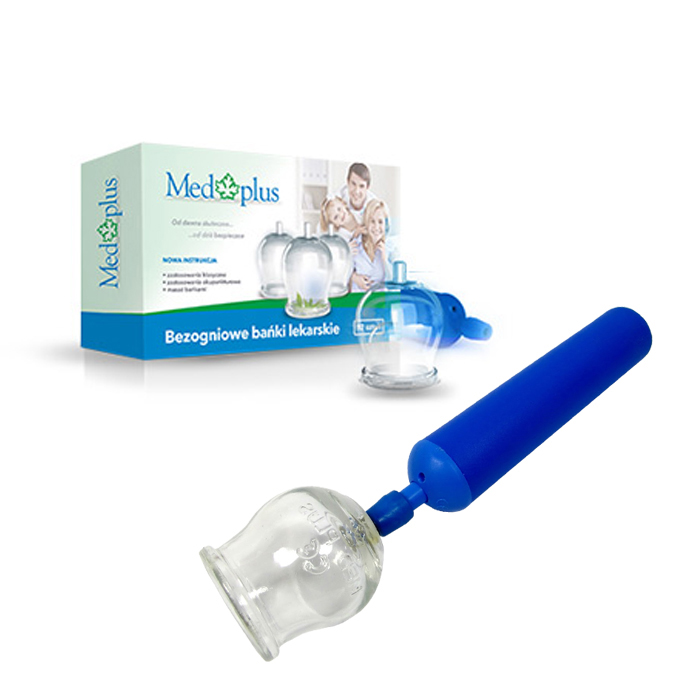 Med Plus, bańki lekarskie, bezogniowe, 8 sztuk + pompka