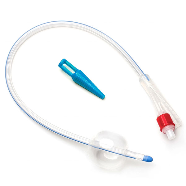 Cewnik urologiczny Foleya, dwudrożny z plastikową zastawką, silikonowy 100%, z kontrastem RTG, CH 16, 1 sztuka