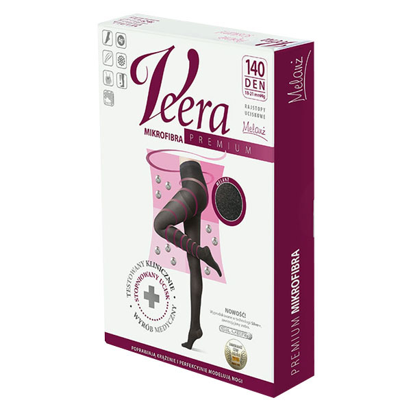 Veera Premium, rajstopy uciskowe z mikrofibrą, 140 den, rozmiar 5, melanż
