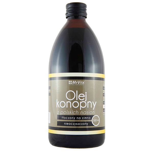 MyVita Olej konopny, zimno tłoczony, nieoczyszczony, 500 ml