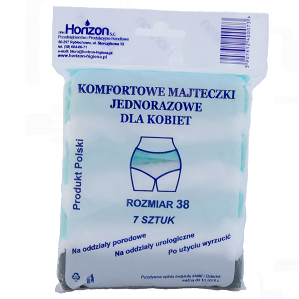 Horizon, majtki poporodowe, jednorazowe, rozmiar 38, 7 sztuk