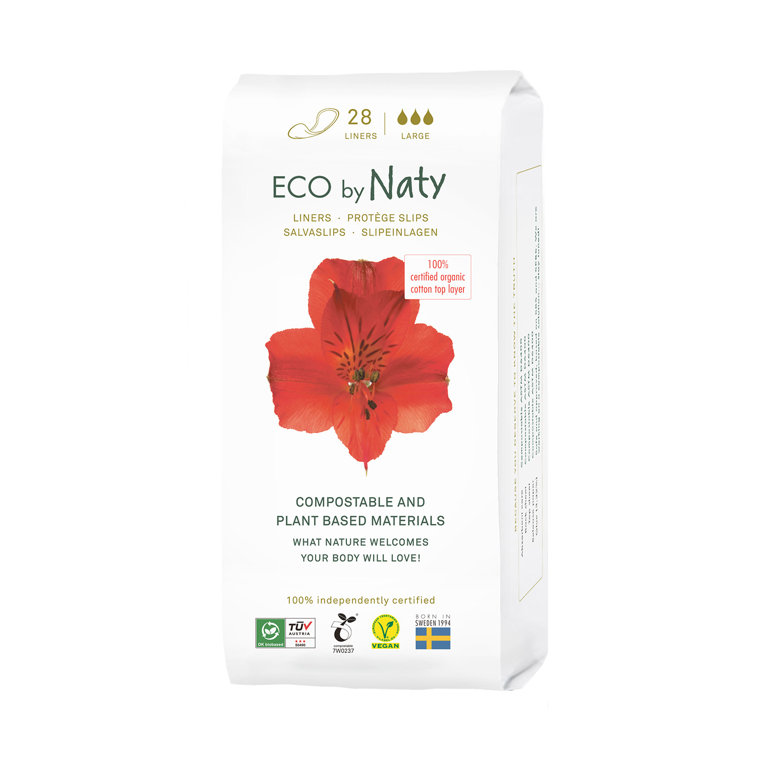 Eco By Naty, wkładki higieniczne, Large, 28 sztuk