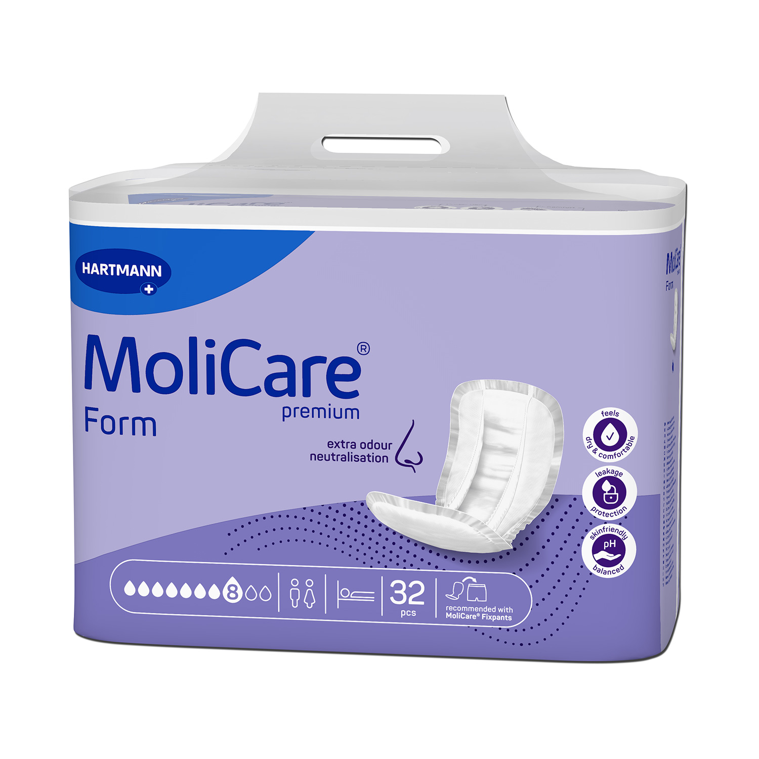 MoliCare Premium Form, pieluchy anatomiczne, 8 kropli, 32 sztuki