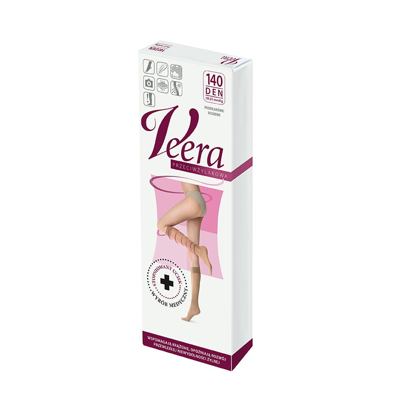 Veera Przeciwżylakowa, podkolanówki uciskowe, 140 den, rozmiar 3/4, visone