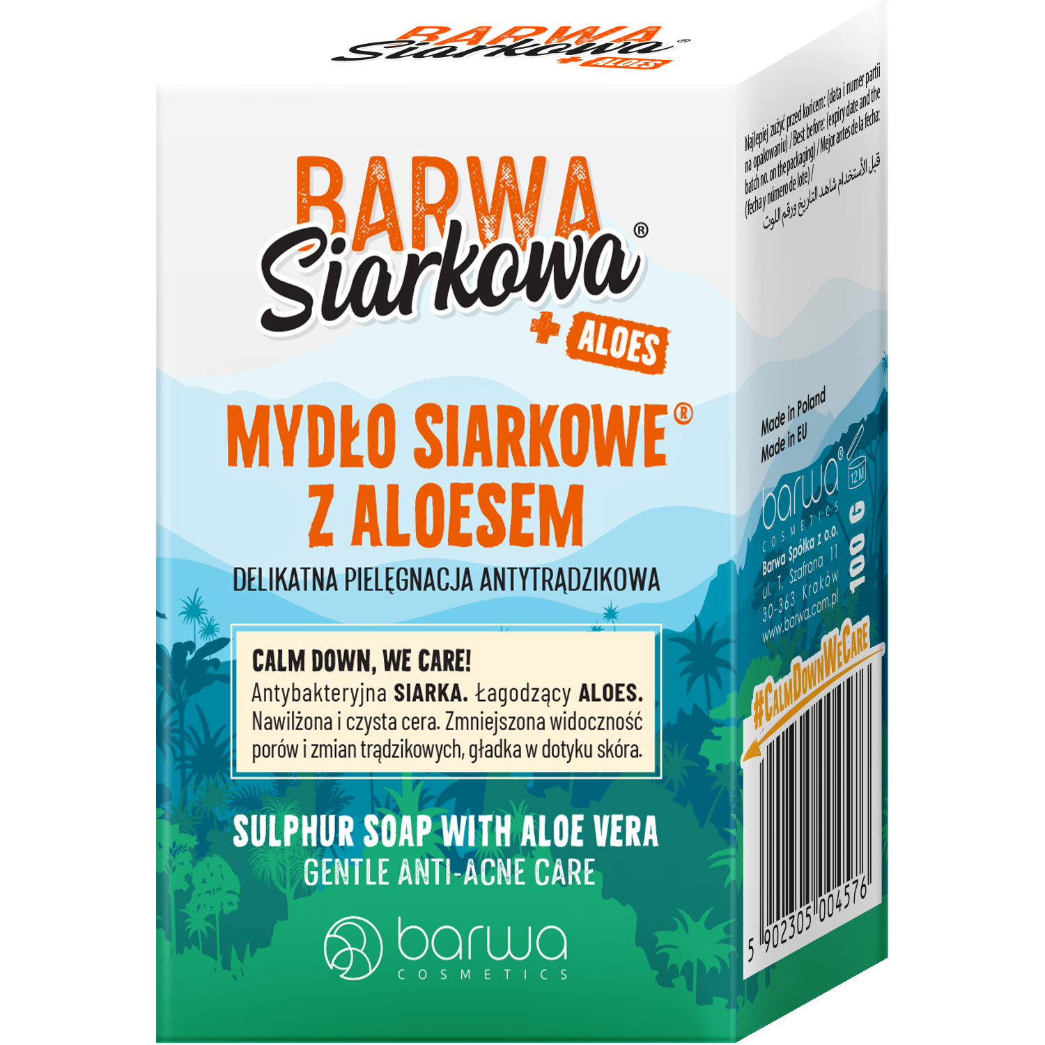 Barwa Siarkowa, mydło siarkowe z aloesem, pielęgnacja antytrądzikowa, 100 g