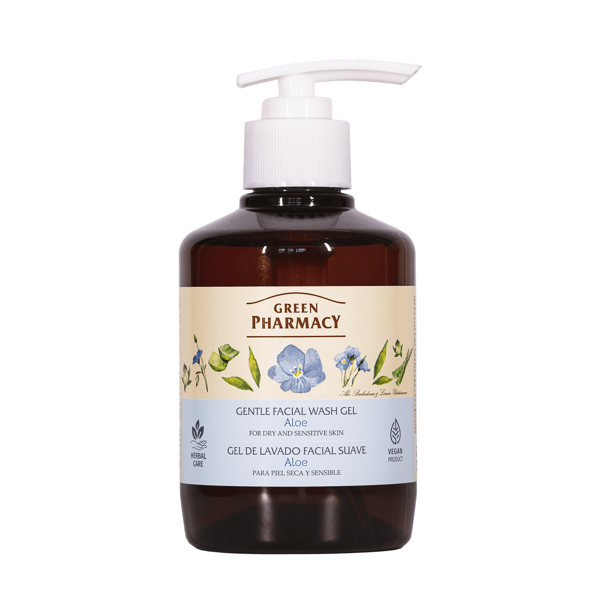 Green Pharmacy, delikatny żel do mycia twarzy, skóra sucha i wrażliwa, aloes, 270 ml