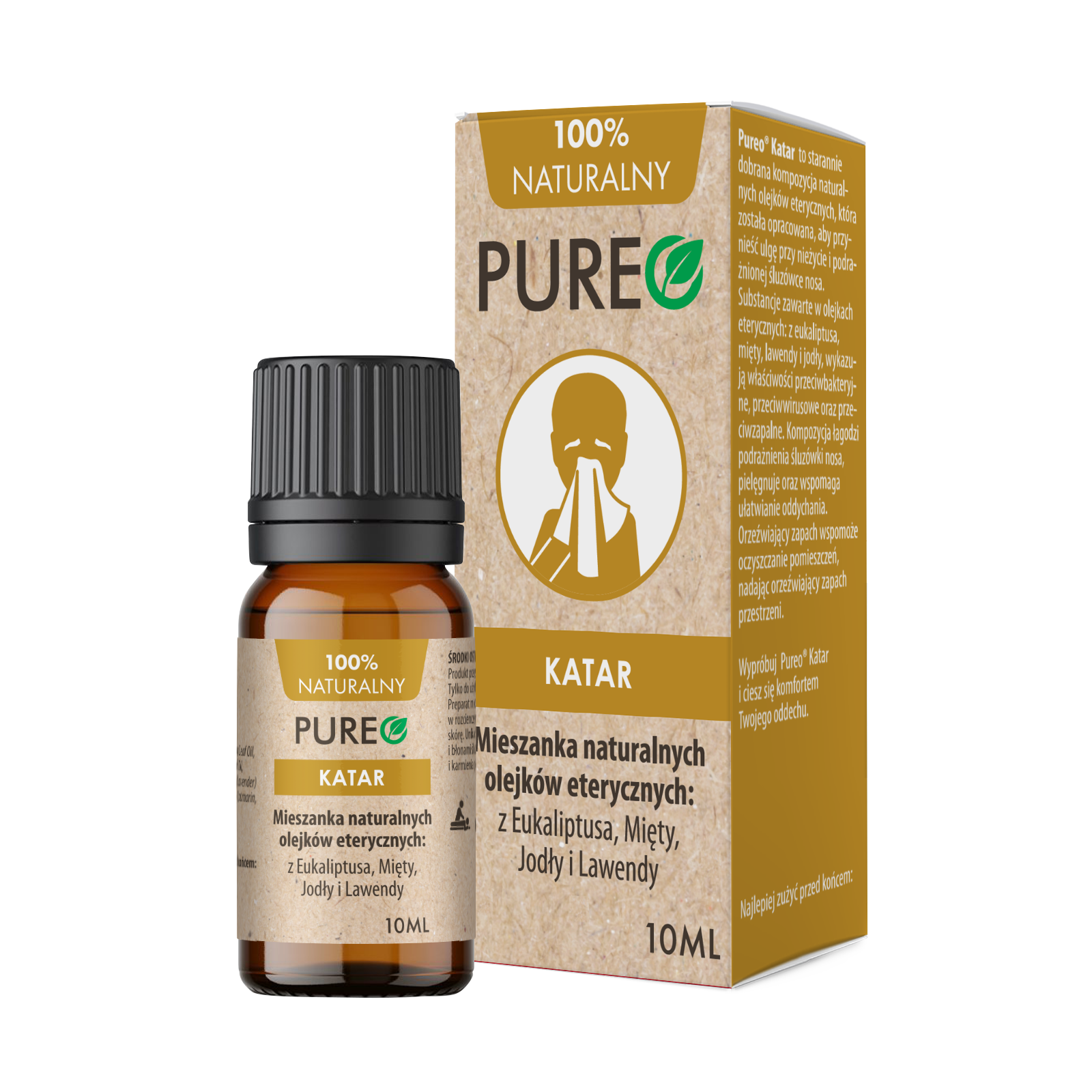 Pureo Katar, mieszanka naturalnych olejków eterycznych, 10 ml