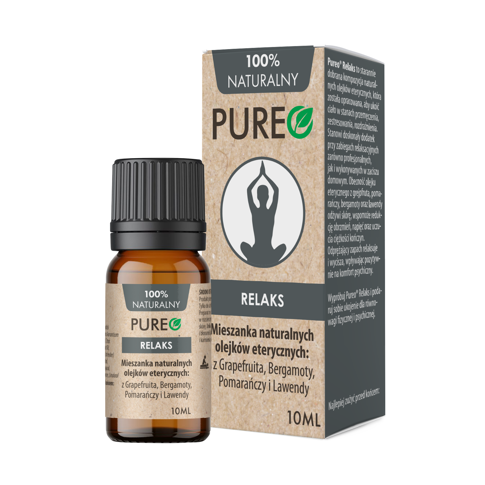 Pureo Relaks, mieszanka naturalnych olejków eterycznych, 10 ml