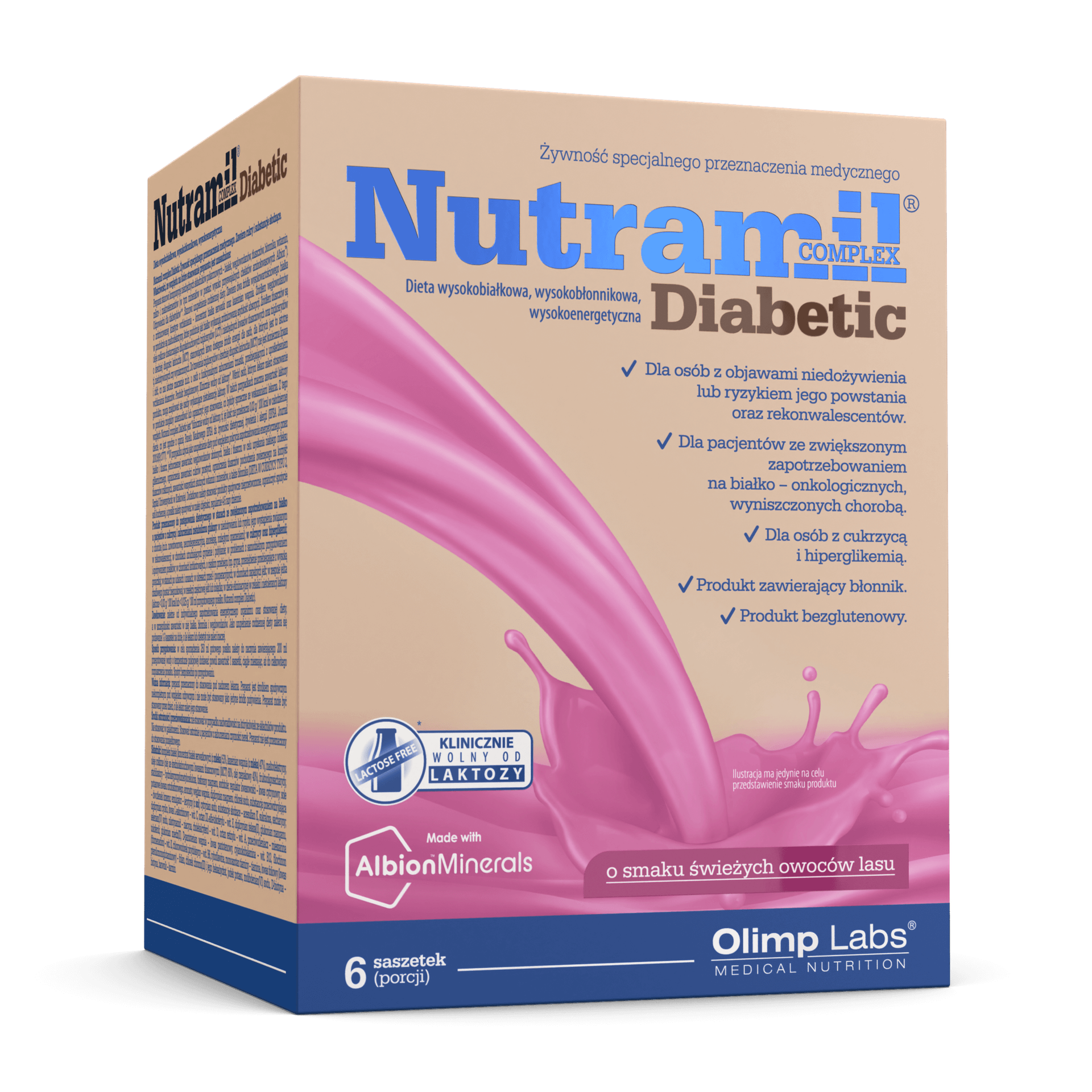 Olimp Nutramil Complex Diabetic, smak owoców leśnych, 6 saszetek