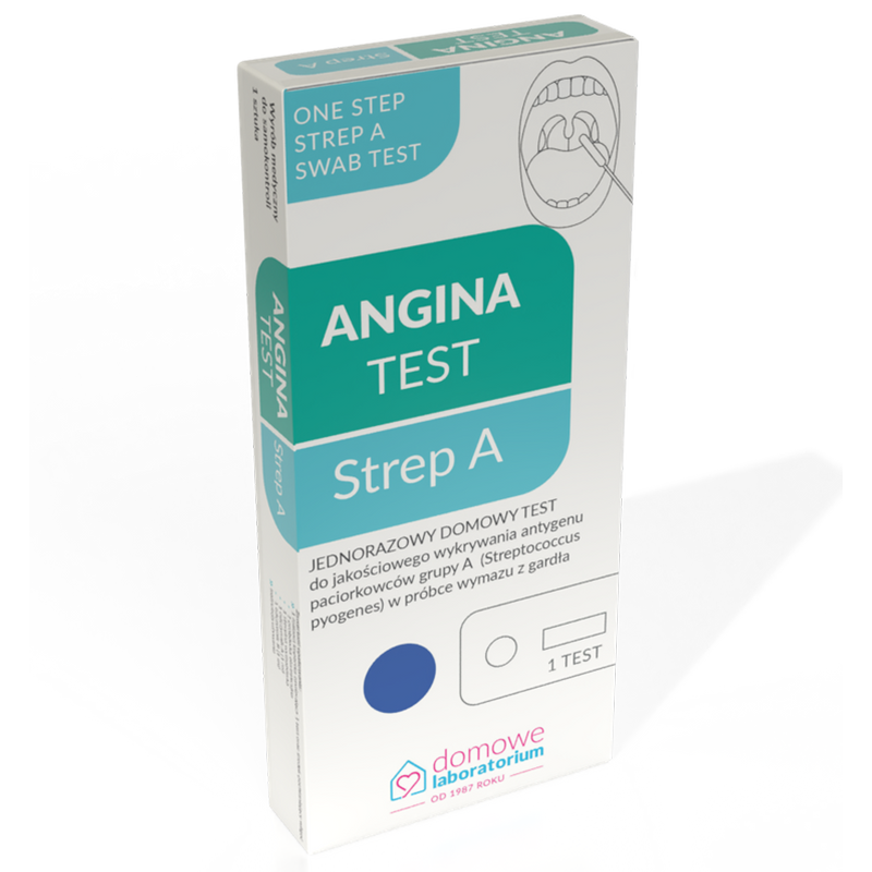Domowe Laboratorium Angina Test Strep A, domowy test do wykrywania paciorkowców grupy A w gardle, 1 sztuka