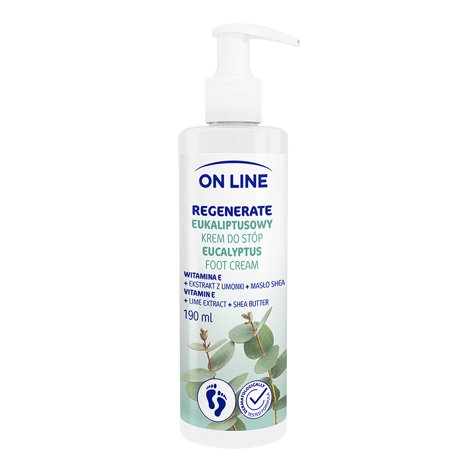 On Line Regenerate, krem do stóp, eukaliptusowy, 190 ml