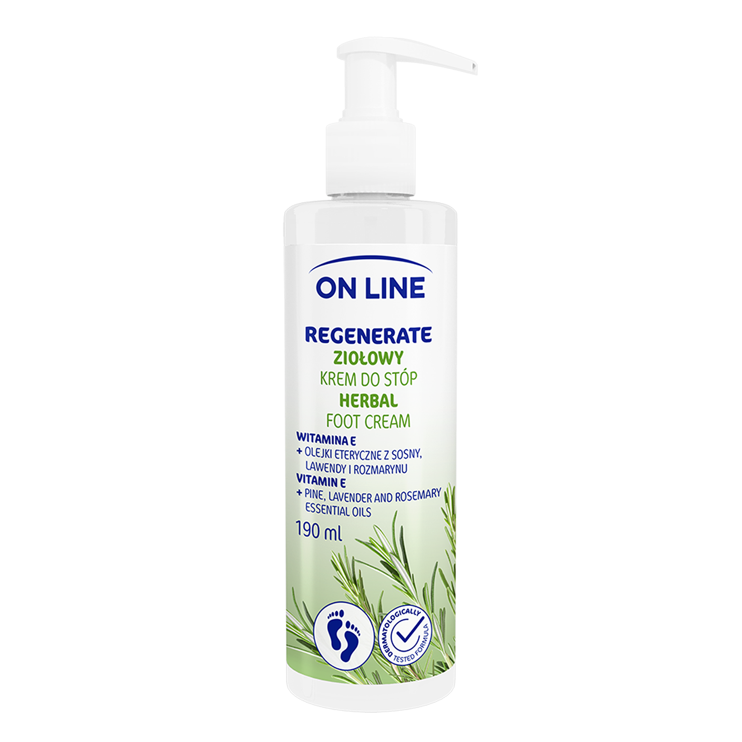 On Line Regenerate, krem do stóp, ziołowy, 190 ml