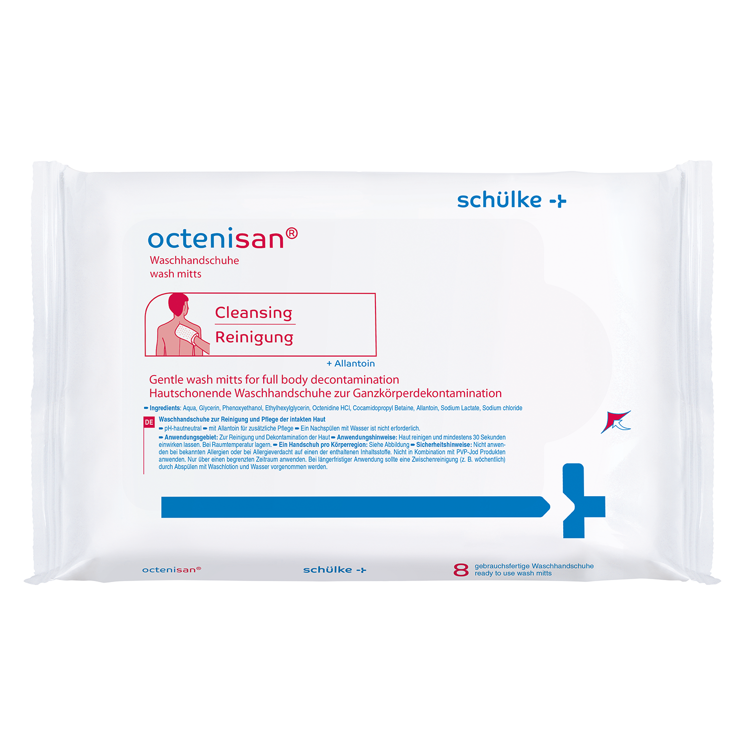 Octenisan Wash Mitts, rękawiczki do mycia i pielęgnacji skóry bez użycia wody, 8 sztuk