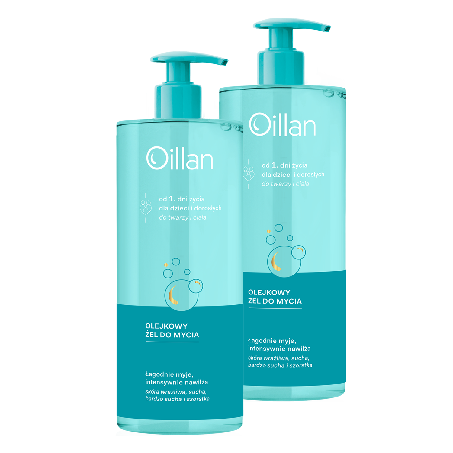 Zestaw Oillan, olejkowy żel do mycia, od 1 dnia życia, 2 x 750 ml