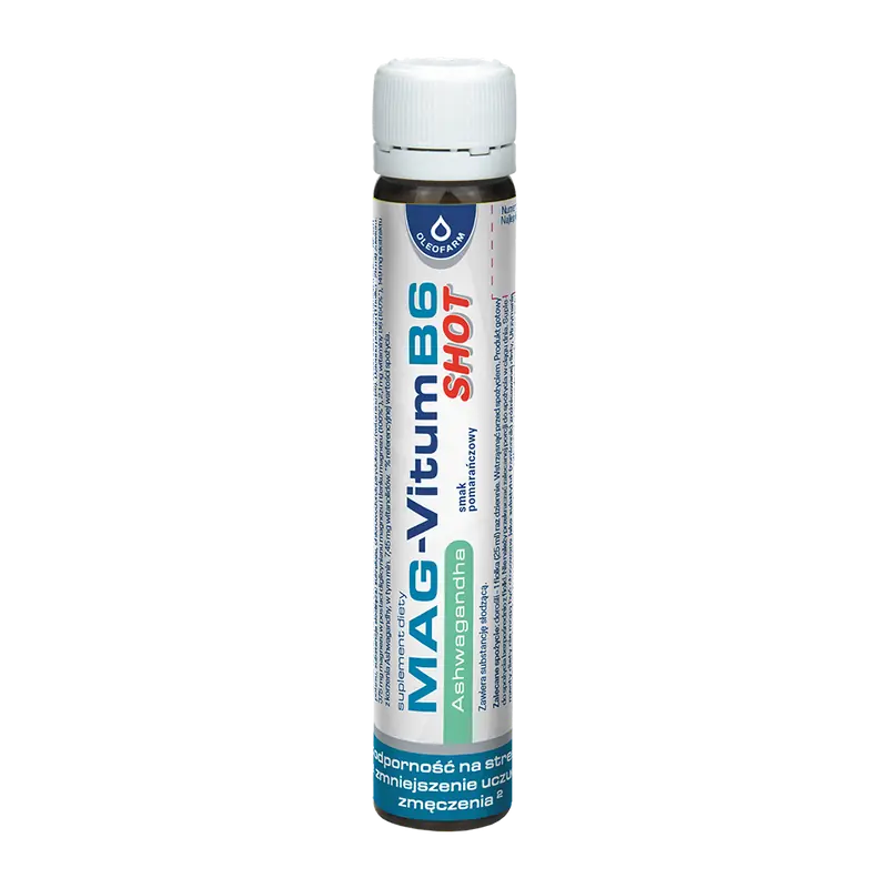 Mag-Vitum B6 Ashwagandha, shot, smak pomarańczowy, 25 ml
