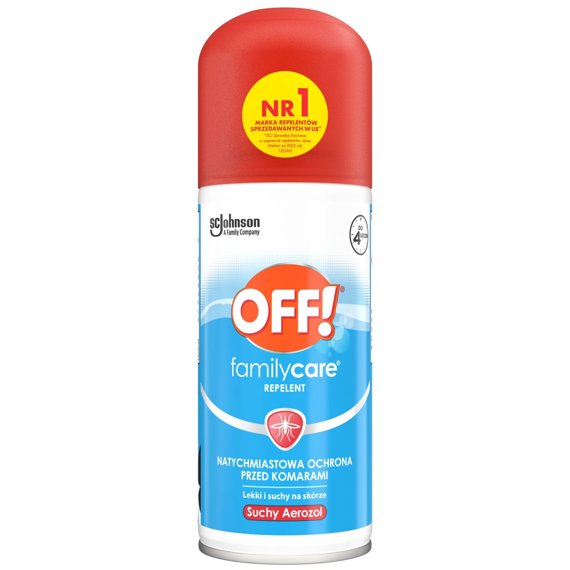 OFF! Family Care, suchy aerozol przeciw komarom, DEET 15%, 100 ml