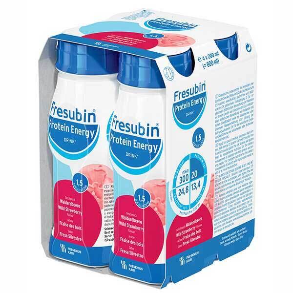 Fresubin Protein Energy Drink, preparat odżywczy, smak poziomkowy, 4 x 200 ml