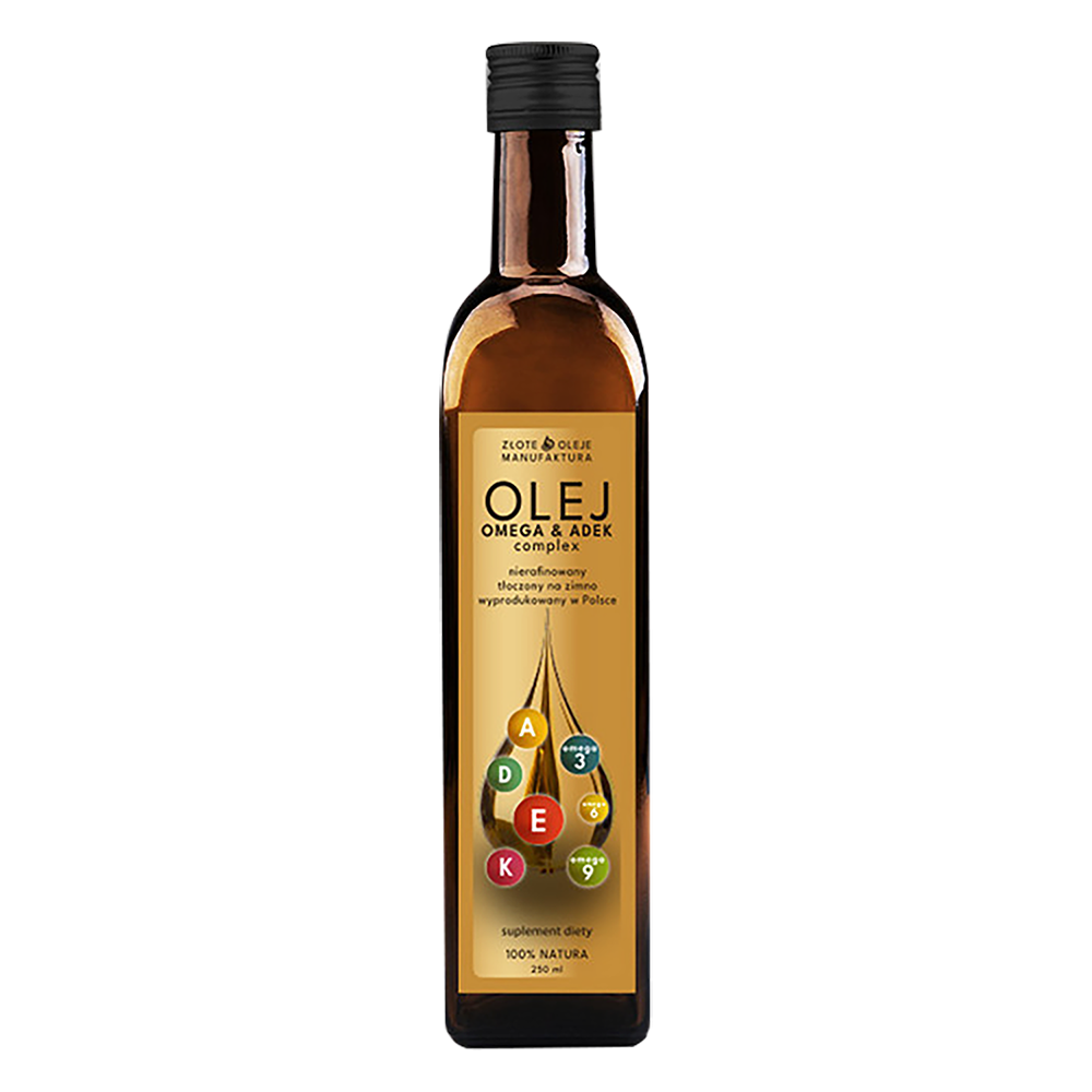 Goldfarmex Złote Oleje Olej Omega&ADEK, tłoczony na zimno, nierafinowany, 250 ml