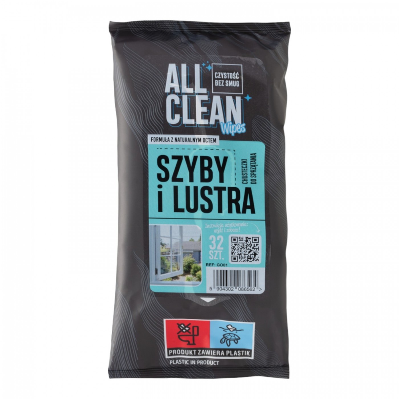 Opharm All Clean Szyby i Lustra, chusteczki do sprzątania, 32 sztuki