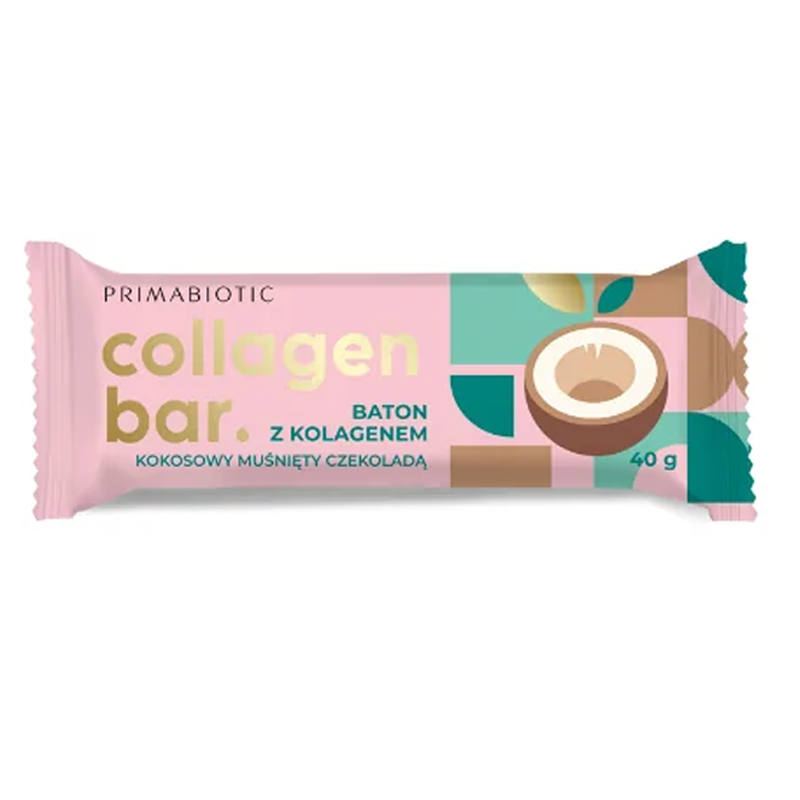Primabiotic Collagen Bar Baton z kolagenem, kokosowy muśnięty czekoladą, 40 g
