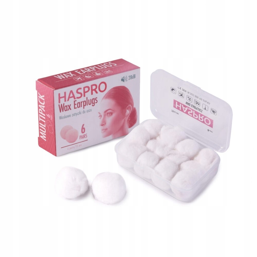 Haspro Wax, woskowe zatyczki do uszu, 12 sztuk