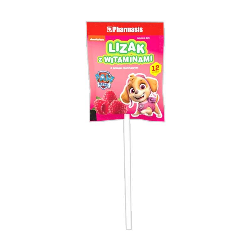 Pharmasis Lizak z witaminami Psi Patrol, z sokiem owocowym, różne smaki, 1 sztuka