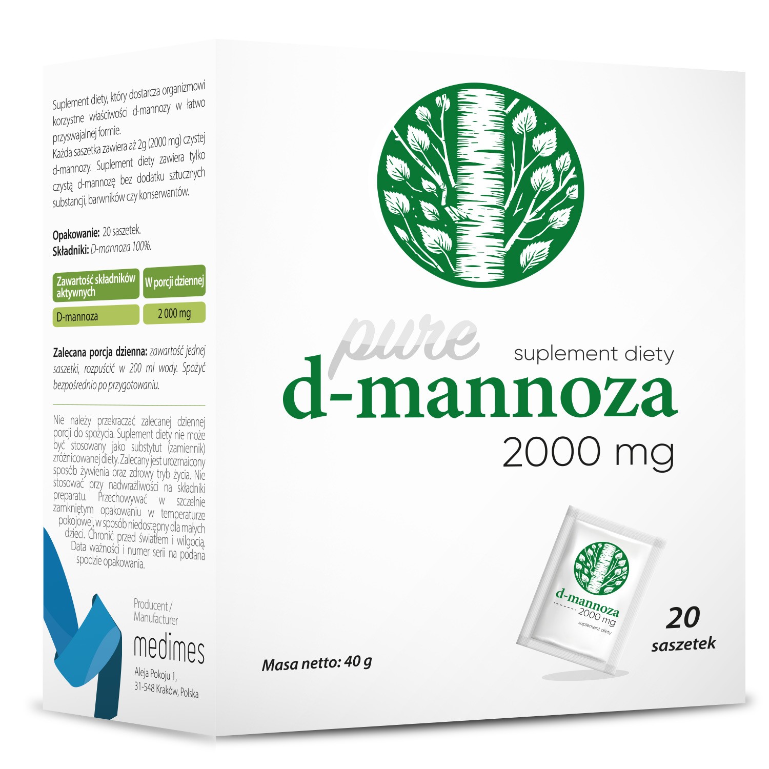 D-mannoza, 2 g x 20 saszetek