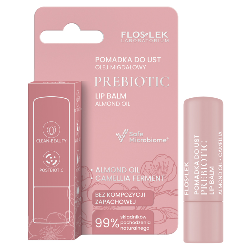 Floslek Laboratorium Prebiotic, pomadka do ust, olej migdałowy, 4 g