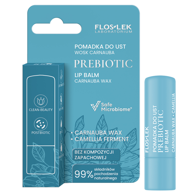 Floslek Laboratorium Prebiotic, pomadka do ust, wosk carnauba, 4 g