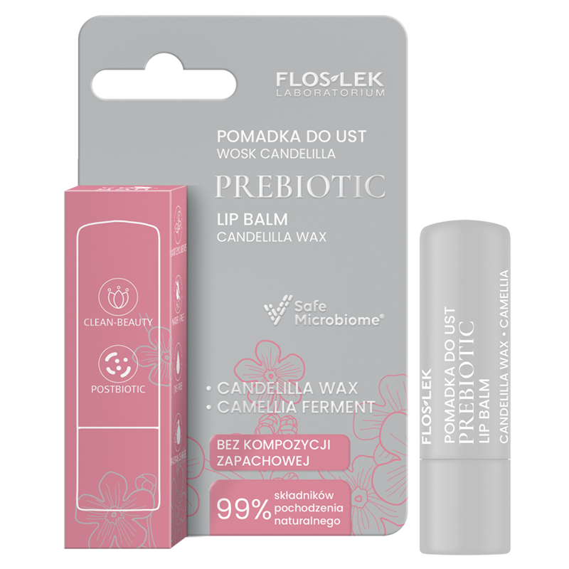 Floslek Laboratorium Prebiotic, pomadka do ust, wosk candelilla, 4 g