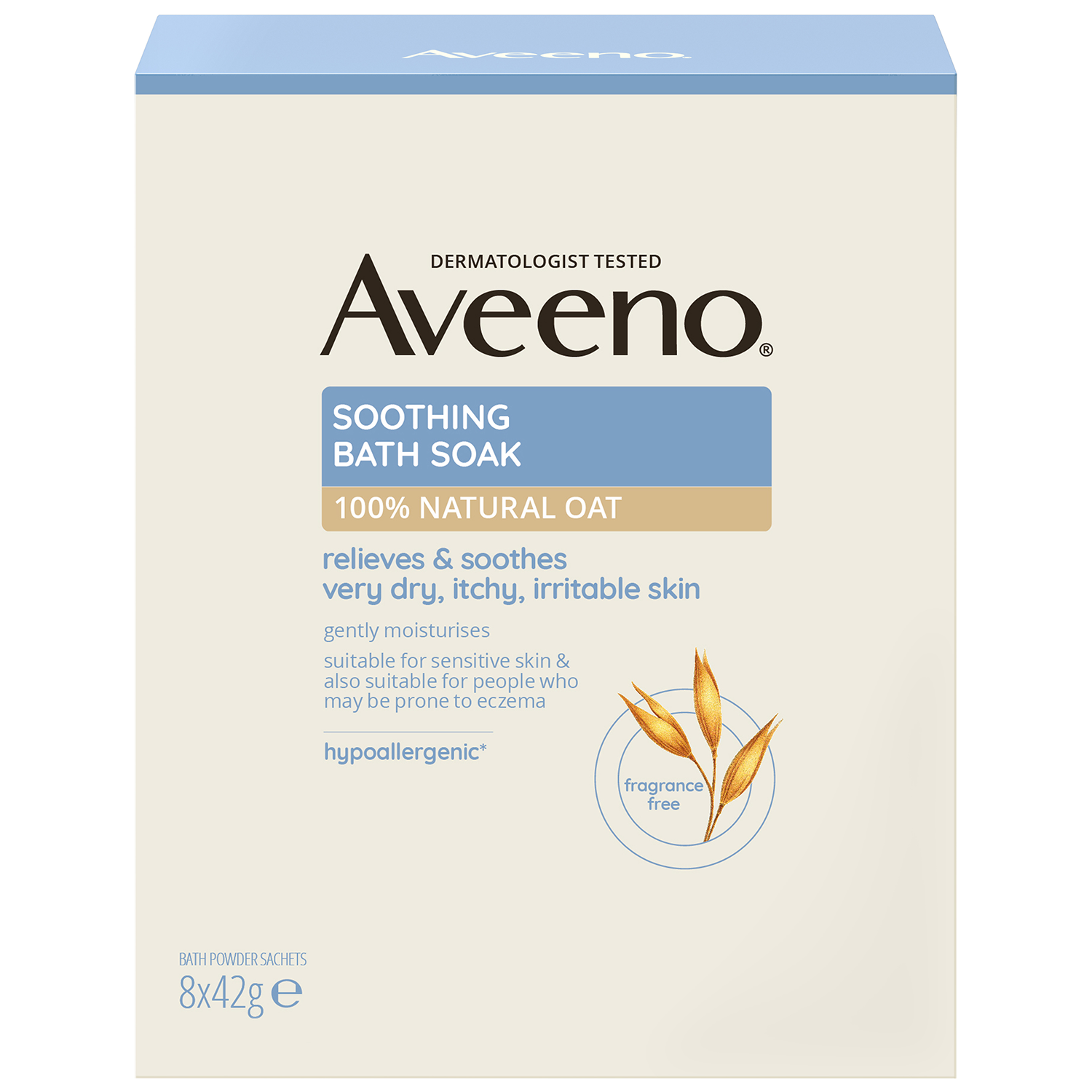 Aveeno, puder kojący do kąpieli, 8 x 42 g