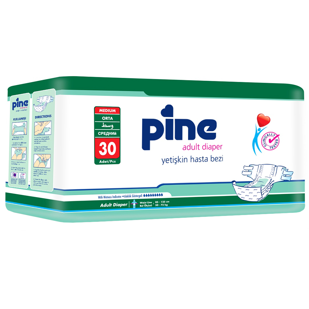 Pine, pieluchomajtki dla dorosłych, medium, 50-75 kg, 30 sztuk