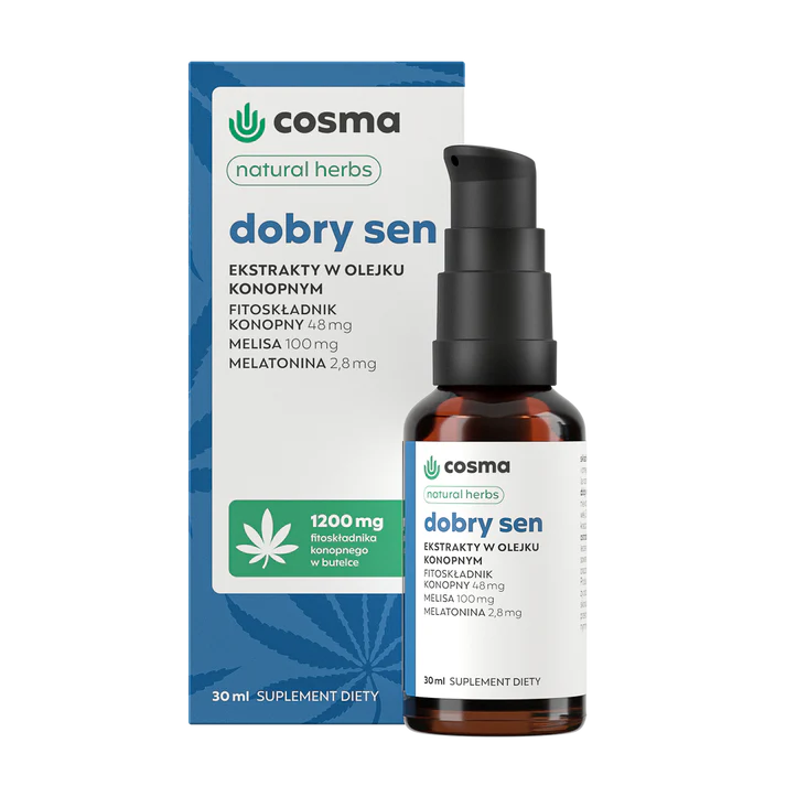 Cosma Cannabis Natural Herbs Dobry Sen, ekstrakty w olejku konopnym, krople, 30 ml