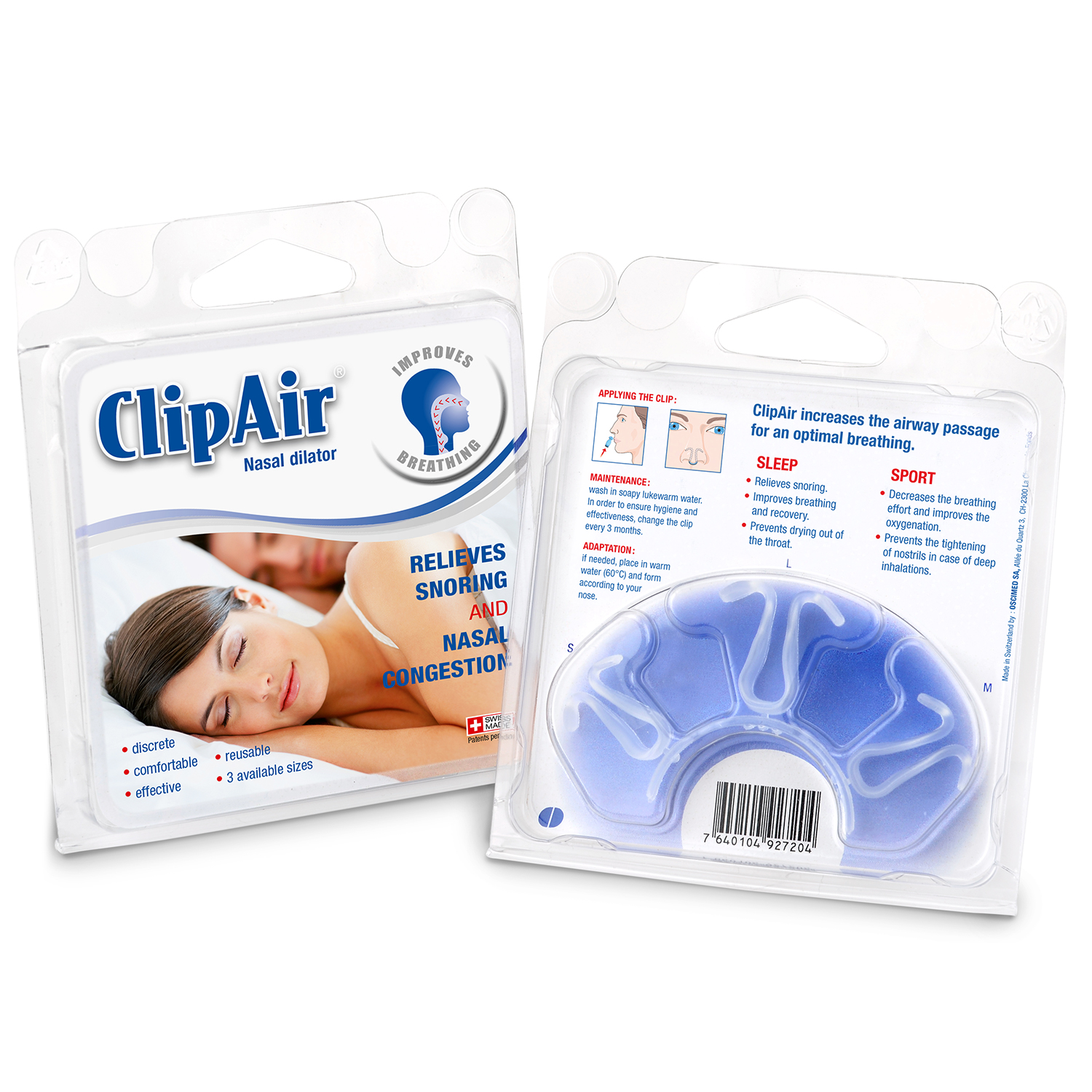 ClipAir, wkładka do nosa ułatwiająca oddychanie, rozmiary S, M, L