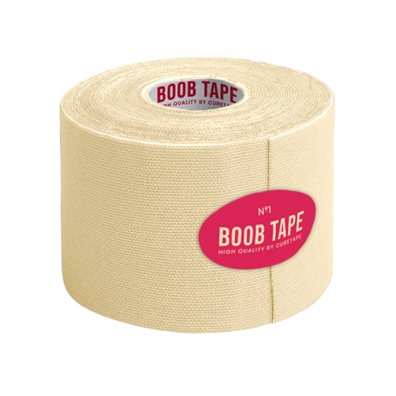 CureTape Boob Tape, elastyczna taśma modelująca i podtrzymująca biust z nasutnikami, beżowa, 5 cm x 5 m, 1 sztuka