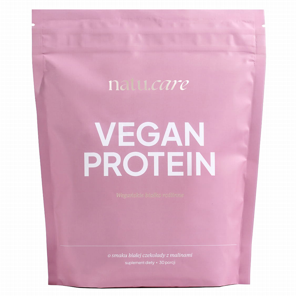 Natu Care Vegan Protein, białko, smak białej czekolady i maliny, 525 g