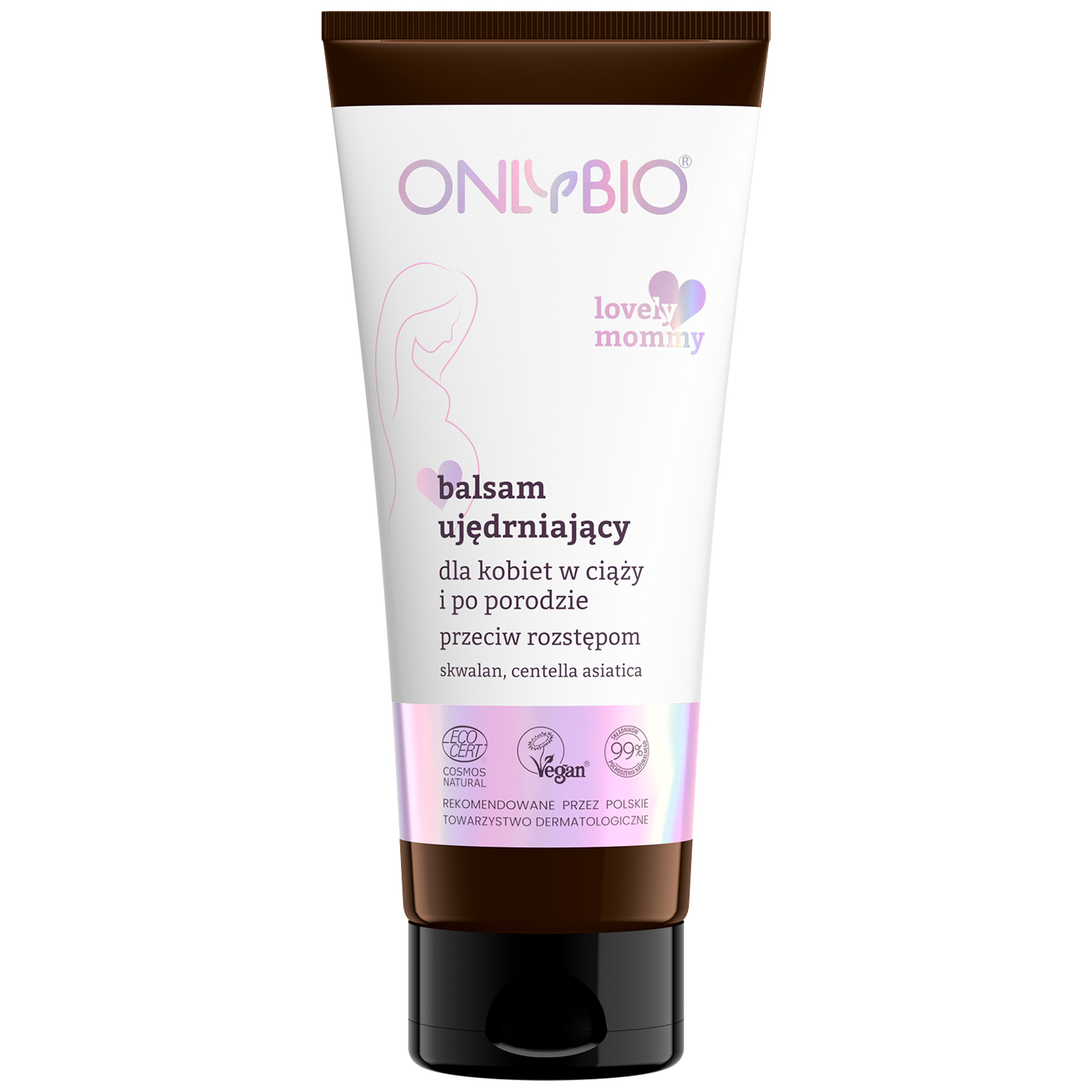 OnlyBio Lovely Mommy, ujędrniający balsam przeciw rozstępom dla kobiet w ciąży i po porodzie, 200 ml