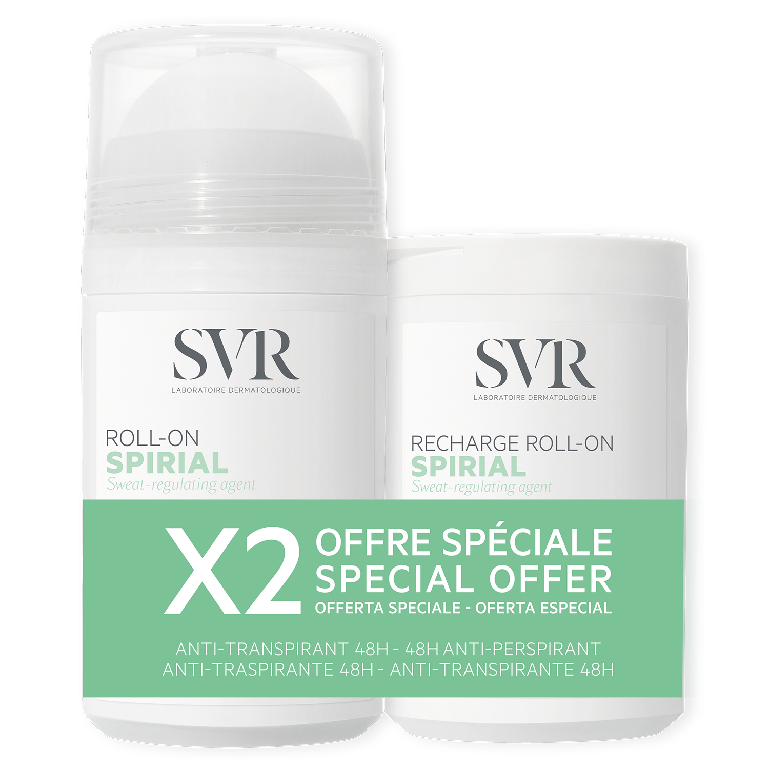 SVR Spirial, antyperspirant roll-on, 50 ml + wkład uzupełniający, 50 ml