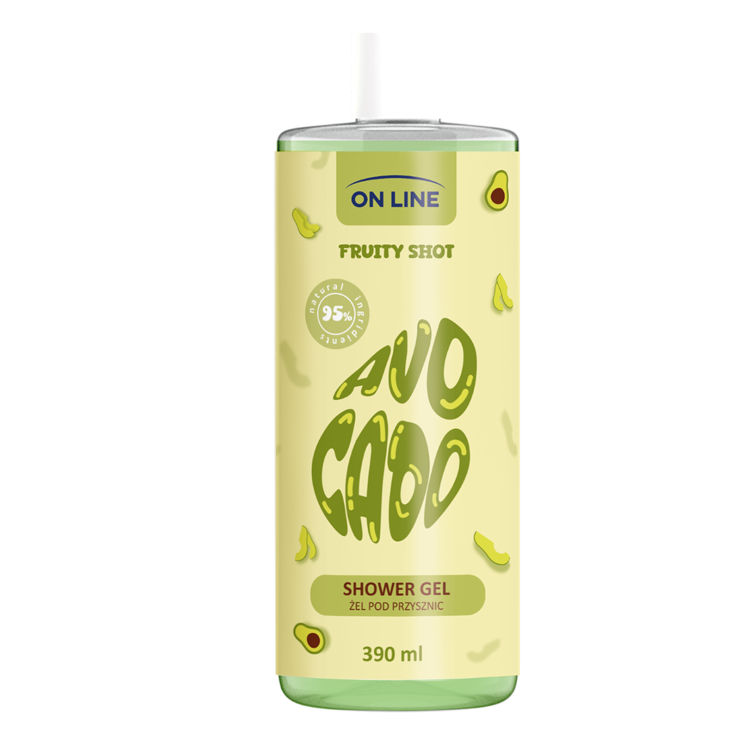 On Line Fruity Shot Avocado, żel pod prysznic, 390 ml