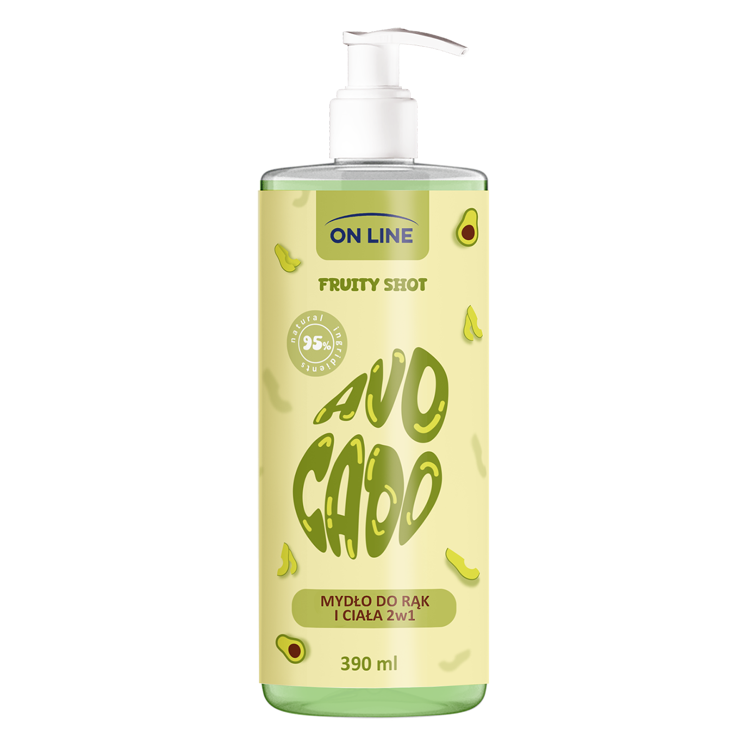On Line Fruity Shot Avocado, mydło w płynie, 390 ml