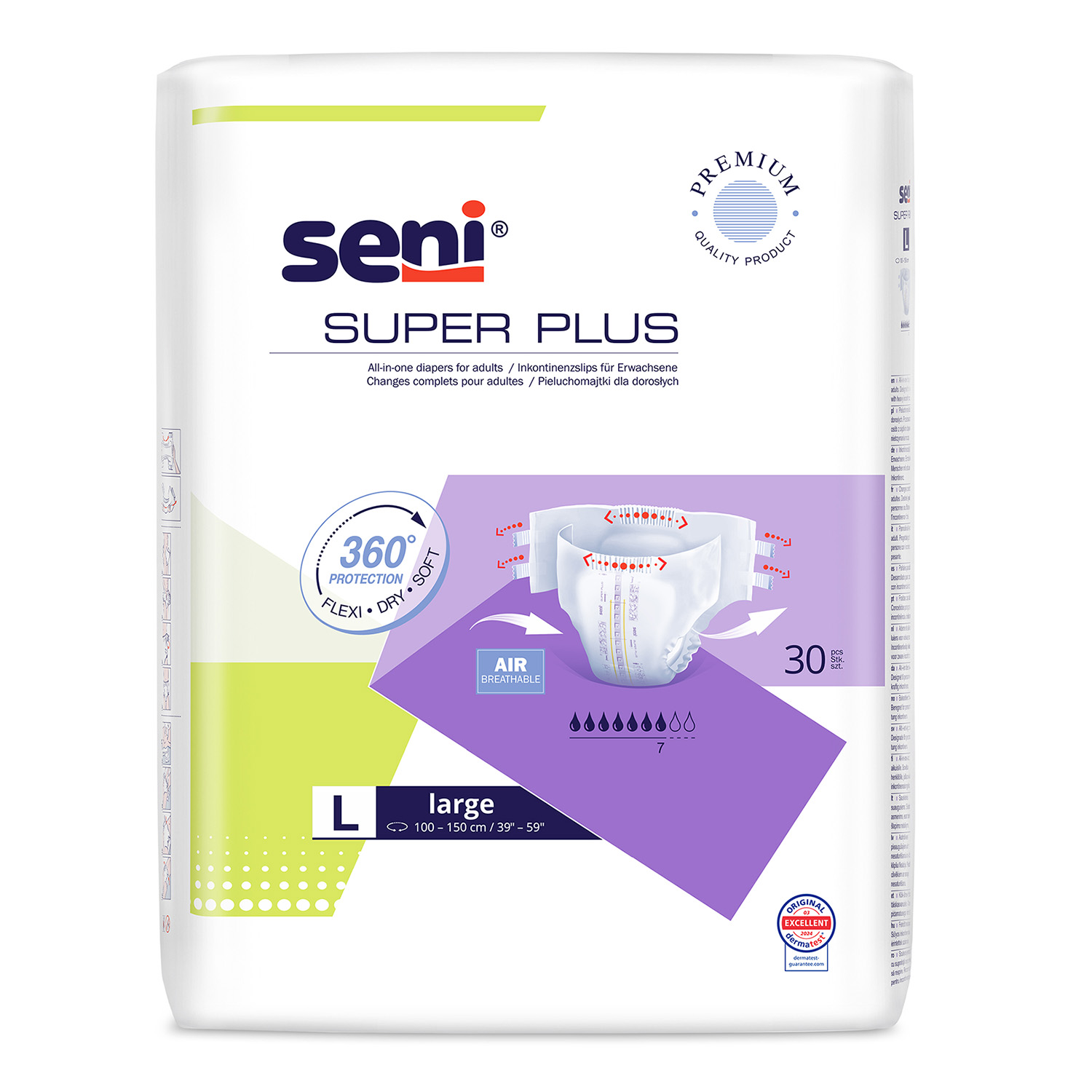 Seni Super Plus, pieluchomajtki, Large, 100-150 cm, 30 sztuk