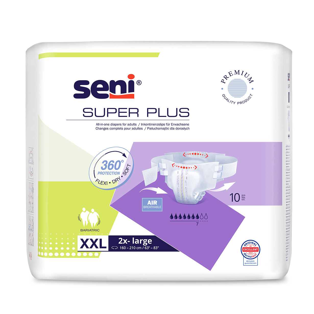 Seni Super Plus, pieluchomajtki, 2X-Large, 160-210 cm, 10 sztuk