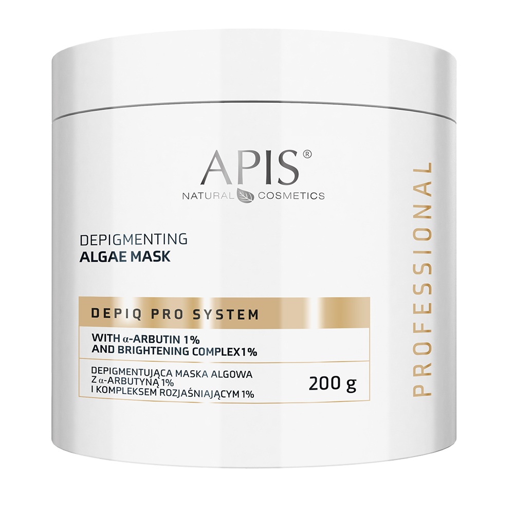 Apis Professional Depiq Pro System, depigmentująca maska algowa z α-arbutyną 1% i kompleksem rozjaśniającym 1%, 200 g