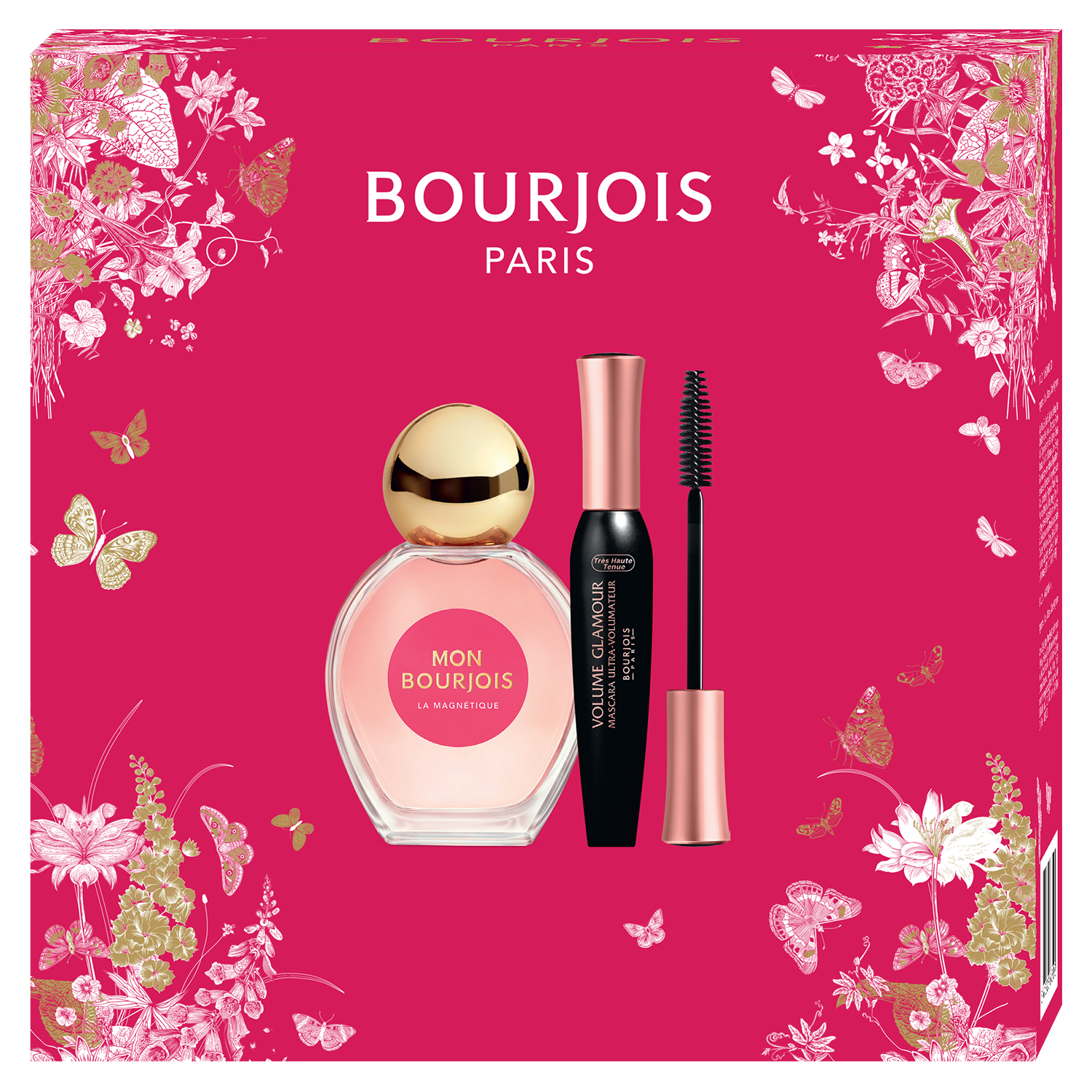 Zestaw Bourjois, Volume Glamour, maskara do rzęs, czarna, 12 ml + La Magnetique, woda perfumowana, 50 ml