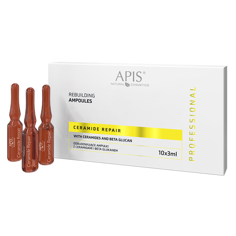 Apis Professional Ceramide Repair, odbudowujące ampułki z ceramidami i beta-glukanem, 10 x 3 ml