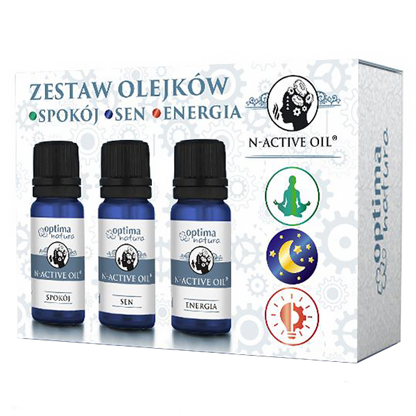 Zestaw N-Active Oil Spokój & Sen & Energia, naturalne olejki eteryczne, 3 x 10 ml