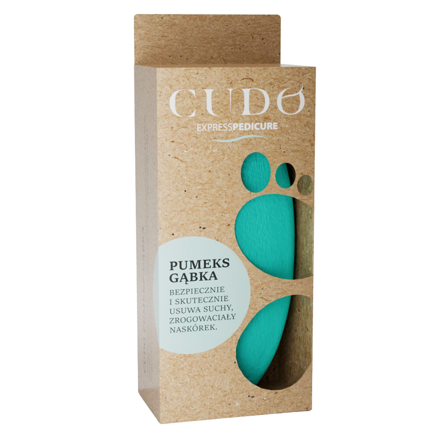 Cudo Express Pedicure, gąbka-pumeks do stóp, eco pack, miętowa, 1 sztuka