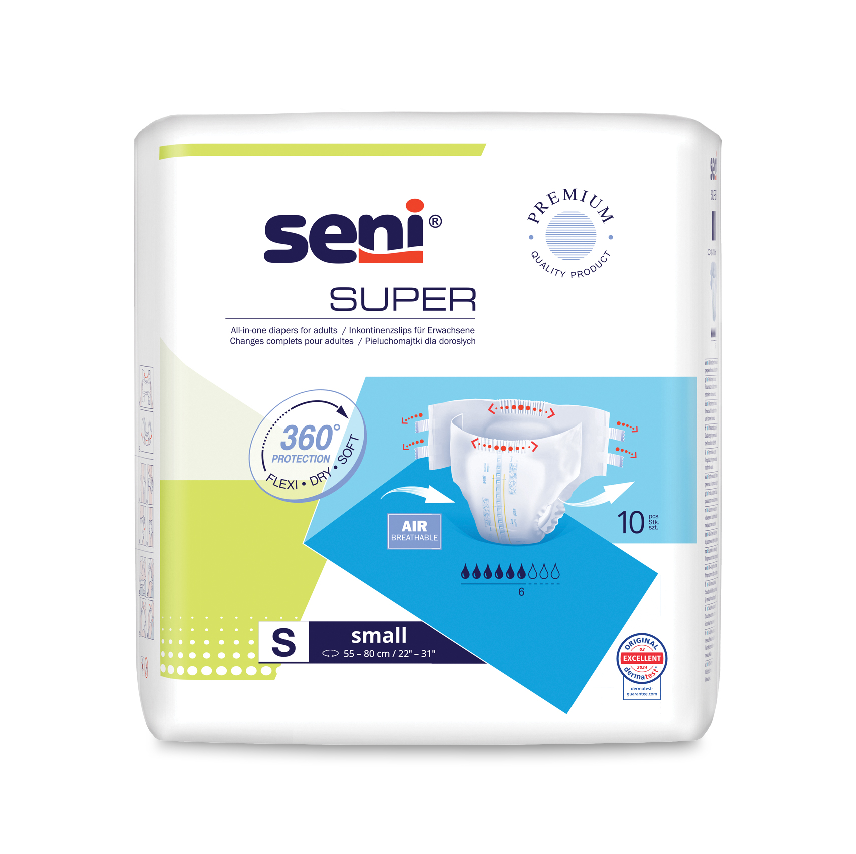 Seni Super, pieluchomajtki, Small, 55-80 cm, 10 sztuk