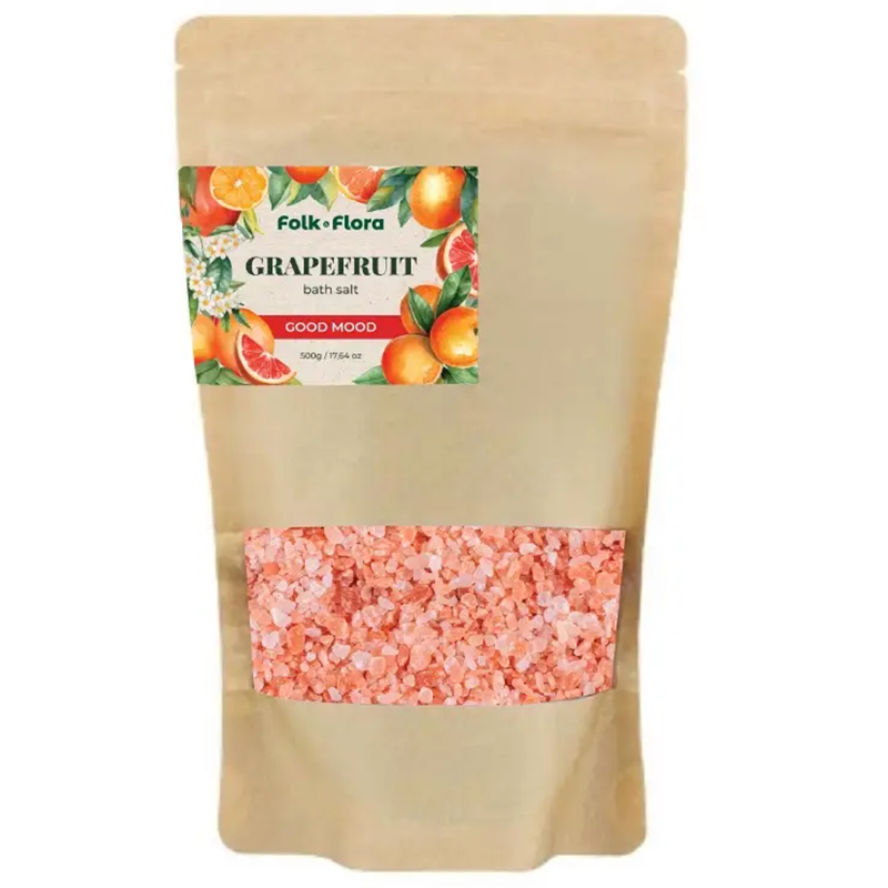Folk & Flora, sól do kąpieli, grejpfrutowa, 500 g